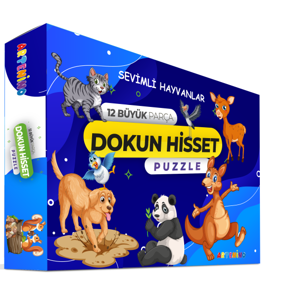 Sevimli Hayvanları 12 Büyük Parça Dokun Hisset Puzzle